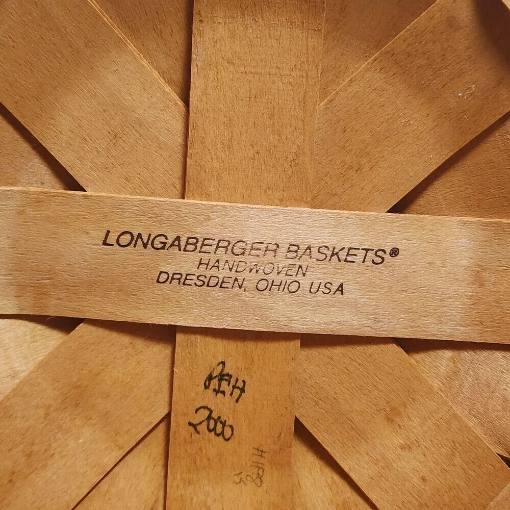 Longaberger 2000 Medium Round Storage Basket Floral Liner Divider Handles USA